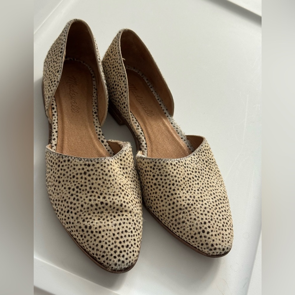 Madewell Cream and Black Spotted Flats